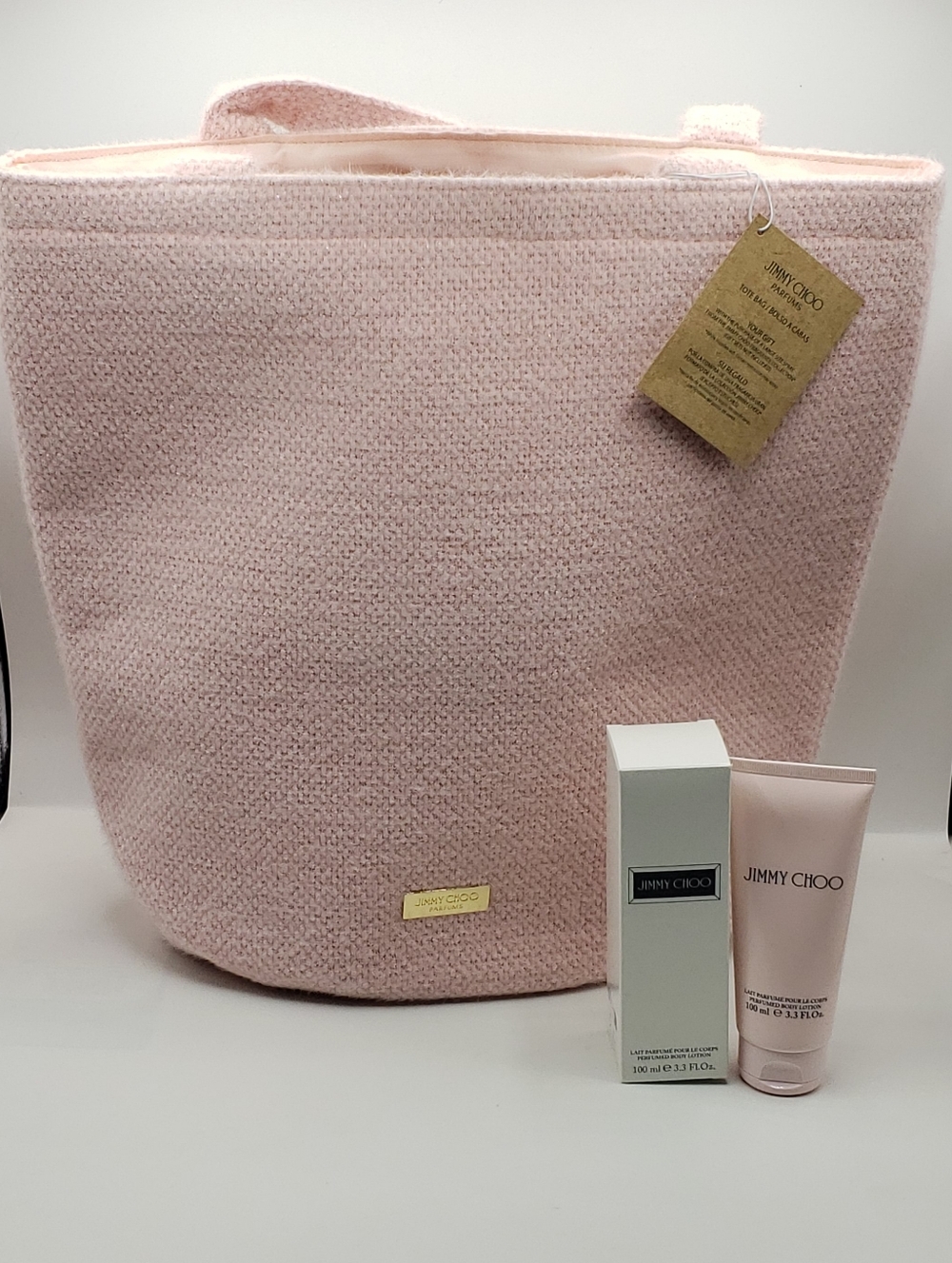 Jimmy Choo Pink Tote Bag with Body Lotion Duo
